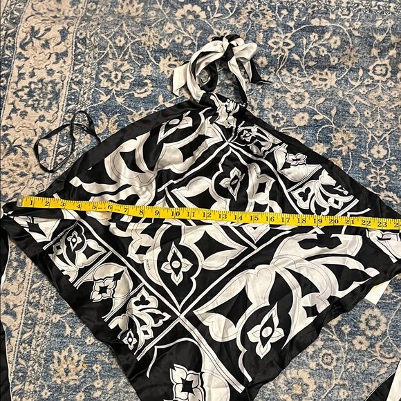 Bebe Y2K Black White Reversible Silk Blend Halter Top Event Party 00’s Club - Picture 6 of 12